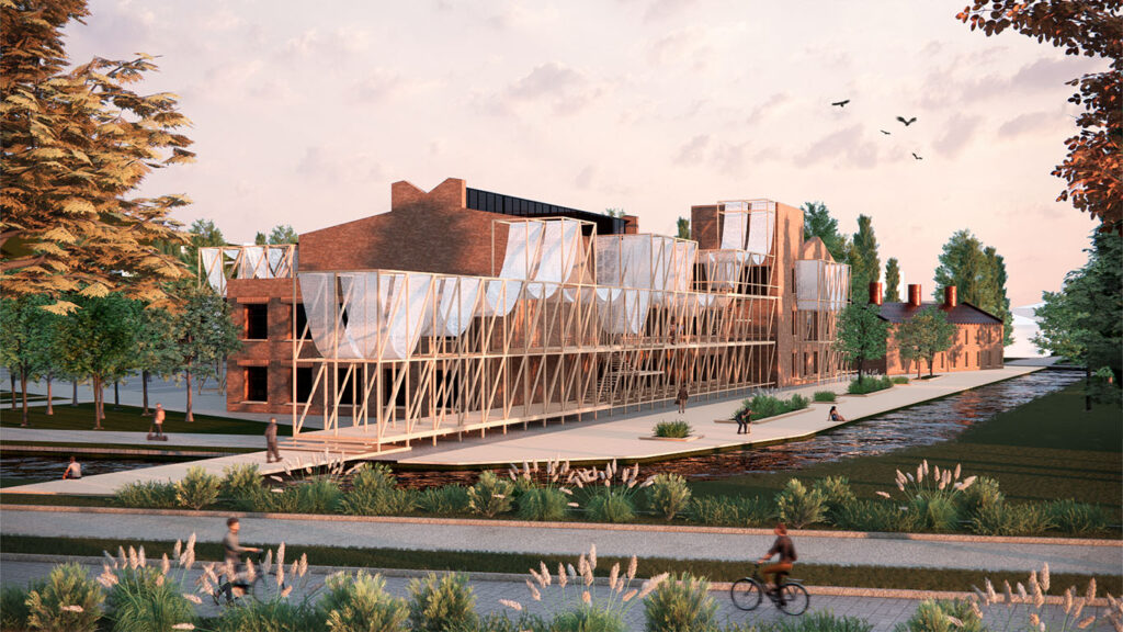 Exterior view of Schindler's Ark building designed by Ana Belén Juárez and Emilia Gutiérrez González